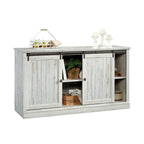 Meuble TV de 60 po avec portes coulissantes, fini blanc planche