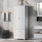 Meuble de rangement haut avec deux tiroirs pour salle de bain/bureau, blanc