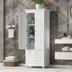 Meuble de rangement haut avec deux tiroirs pour salle de bain/bureau, blanc