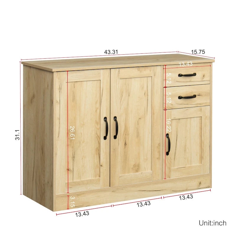 Buffet en bois avec 2 tiroirs
